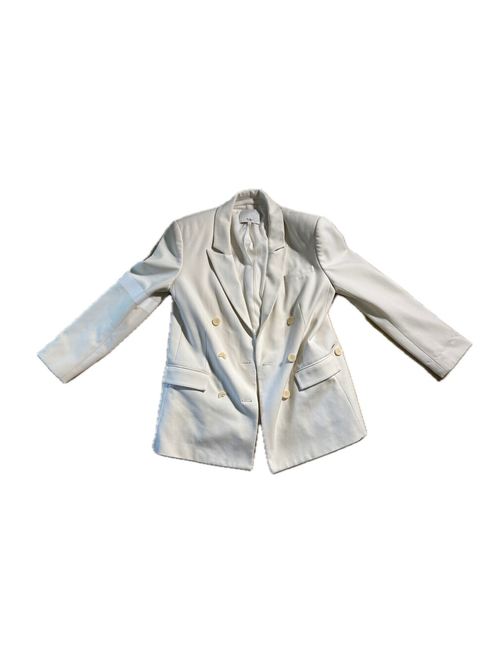Tibi White Double Breasted Blazer Polyester Rayon Blend Women's Size 8